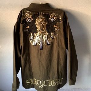 Men's Blac Label Military Coat Jacket Embroidered Olive Dark-Green Size 3XLarge